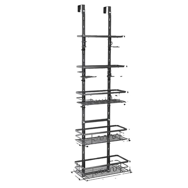 Över-dörrs skafförsorganisatör, hållbart järn, modern minimalistisk design,5-nivå