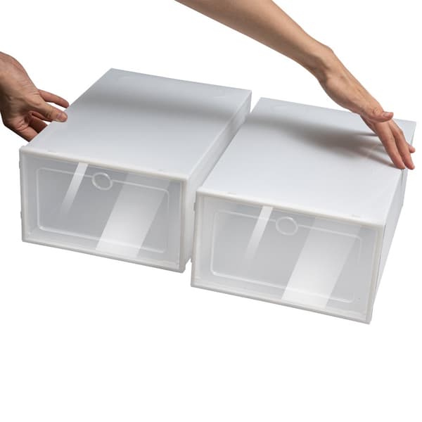 24PC Foldable Sneakers Opbevaringskasser, Stabelbart Design, Gennemsigtig Frontdør, Holdbart Materiale