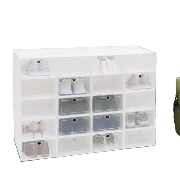 24PC Foldable Sneakers Opbevaringskasser, Stabelbart Design, Gennemsigtig Frontdør, Holdbart Materiale