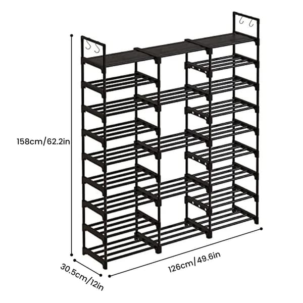 Sko Rack, Justerbar Højde, Holdbar Metal Konstruktion,sort farve
