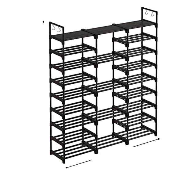 Sko Rack, Justerbar Højde, Holdbar Metal Konstruktion,sort farve