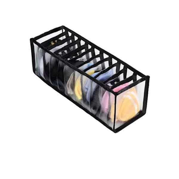Underbukseorganisator, 7 eller 11 rum, åndbart meshstof,Sort-11gitter