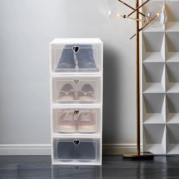 Skoorganiseringsset, Stapelbar design, Transparenta dörrar,Vit
