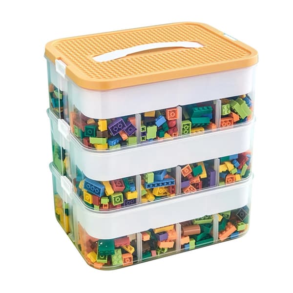 Staplingsbar leksaksförvaringslåda, genomskinlig design, hållbart ABS-material,3