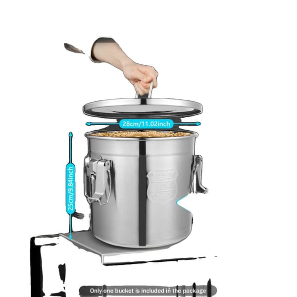 304 rostfritt stål lufttät burk, 12L kapacitet, hållbar design,Silver