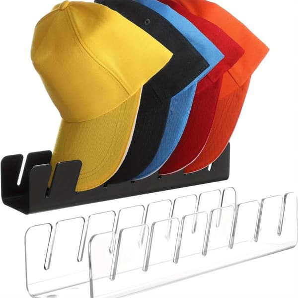 Hat Display Rack, Plads til 14 hatte, Fritstående design, Pladsbesparende organizer,Stor størrelse, 1sort1gennemsigtigt