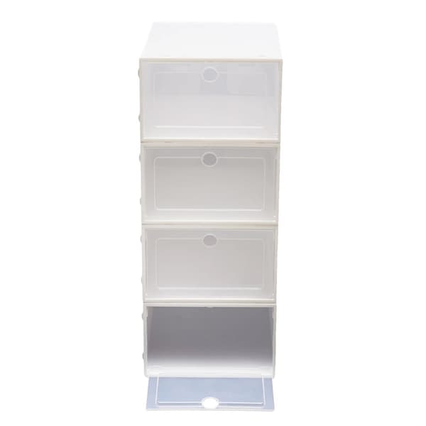 Stabelbar Skobox, Foldbart Design, Klar Synlighed, Holdbare Materialer,HVID, M