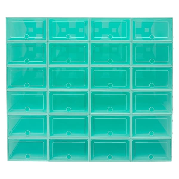 Shoe Storage Organizer, Stapelbar Design, Fällbar, Lätt att Rengöra,Smaragdgrön