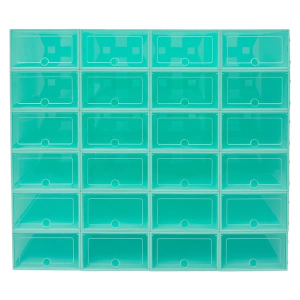 Shoe Storage Organizer, Stapelbar Design, Fällbar, Lätt att Rengöra,Smaragdgrön