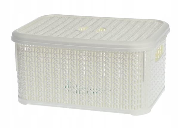 Krämfärgad universalkorg 12,5x29x20 cm med lock