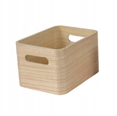 Träkorg 18x11cm Fyrkantig krämfärgad dekorativ