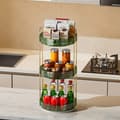 Miniatyrbillede 2 af 2: Multi-lags roterende stativ, ideelt til kosmetik, pladsbesparende opbevaring, elegant design,rs Ismønster Grøn