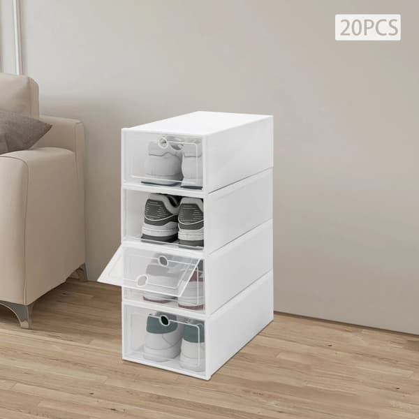 Foldbar Skoopbevaring, Stabelbar, Klar Skuffe,20stk