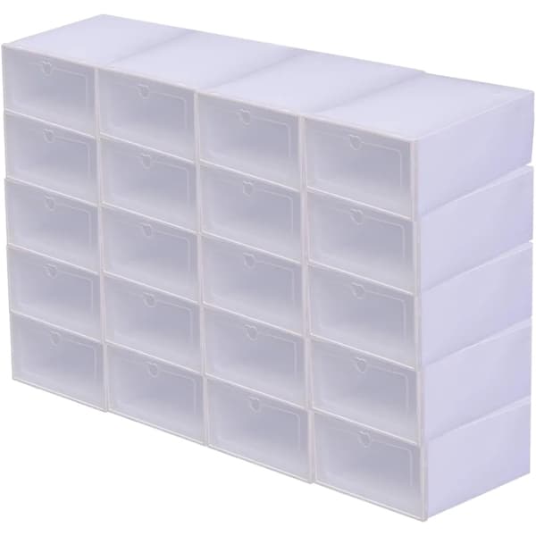 Skoask, Stapelbar Design, Transparent Plast, Lämplig för Olika Föremål,vit färg