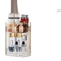 Miniatyrbillede 1 af 2: Multi-lags roterende stativ, ideelt til kosmetik, pladsbesparende opbevaring, elegant design,rs Ismønster Hvid