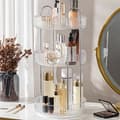 Miniatyrbillede 2 af 2: Roterende Makeup Organizer, 3-lags Opbevaring, 360° Rotation, Alsidig Brug,Gennemsigtig 3-lags