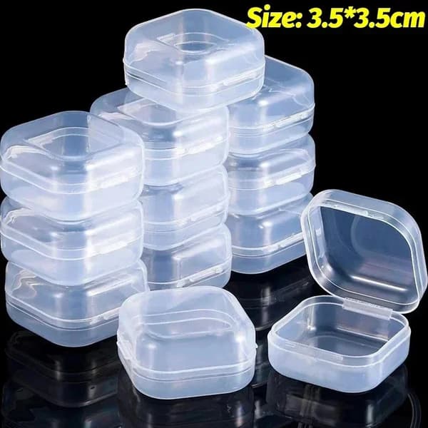 Mini firkantet transparent opbevaringsboks, plastmateriale, støvafvisende design, størrelse 3,5*3,5 cm,Klar, 80stk