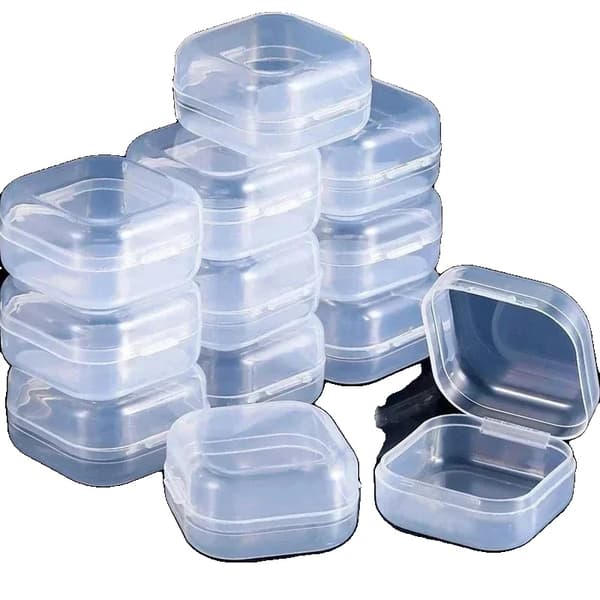 Mini firkantet transparent opbevaringsboks, plastmateriale, støvafvisende design, størrelse 3,5*3,5 cm,Klar, 80stk