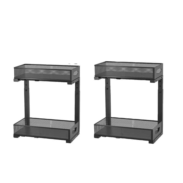 Opbevaringsreol, Dobbeltlagsdesign, Højdejusterbar,2stk/sæt
