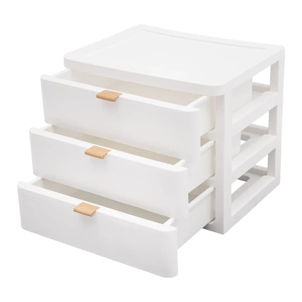 Skrivebordsopbevaringsboks, Skuffer, Pladsbesparende,HVID, 3