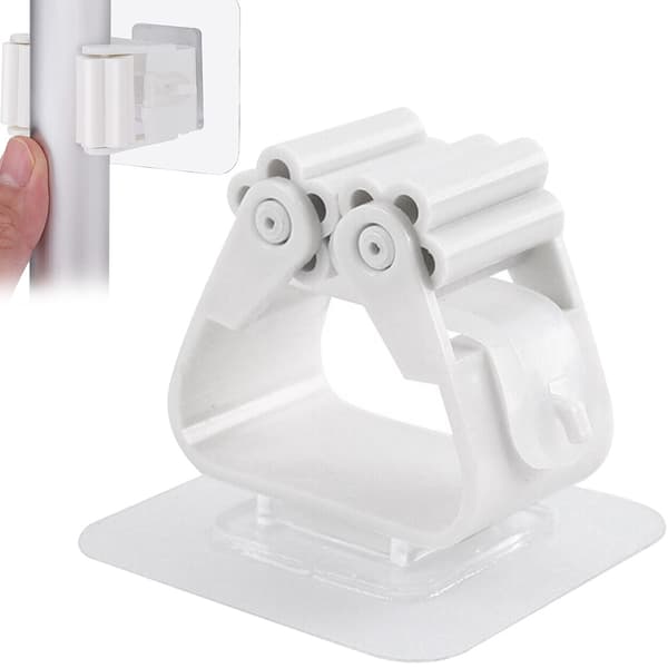 Självhäftande Kvasthållare Vit – Väggmonterad Redskapshållare för Skaftmopp