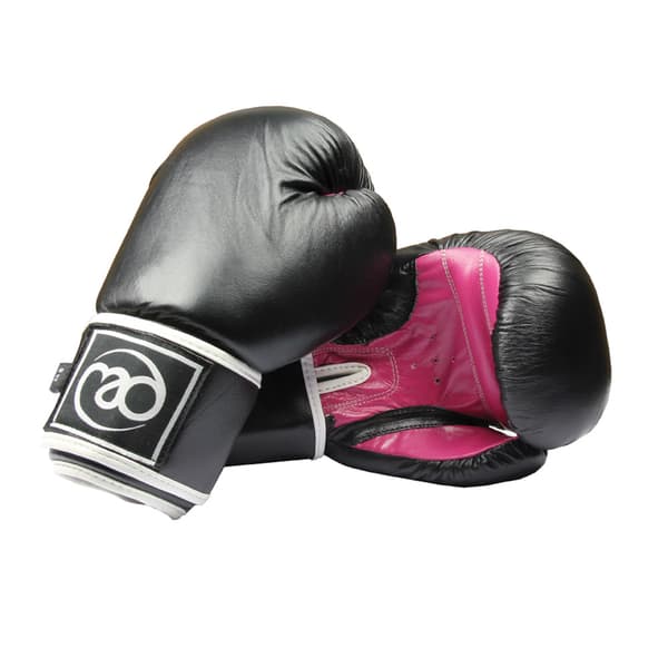 Boxing Mad Dame/Ladies Pro Leather Sparring Handsker Black/Hot Pink 8oz