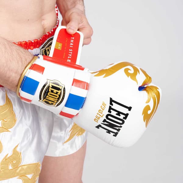 Leone1947 Keinonahkaiset Nyrkkeilyhanskat Thai Style Valkoinen 12 oz