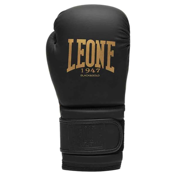Leone1947 Keinonahkaiset Nyrkkeilyhanskat Black And Gold Musta 10 oz