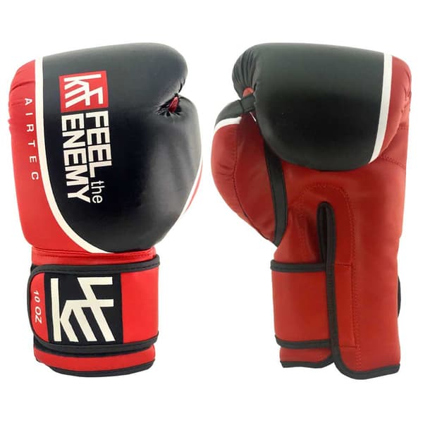 Krf Feel The Enemy Boksehandsker I Læder Airtec Rød,Sort 10 oz