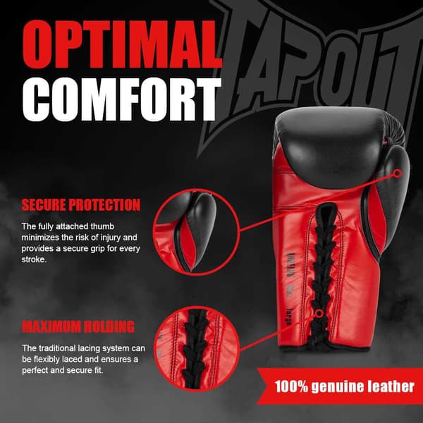 Tapout Boxningshandskar I Läder Angelus Röd 08 oz R