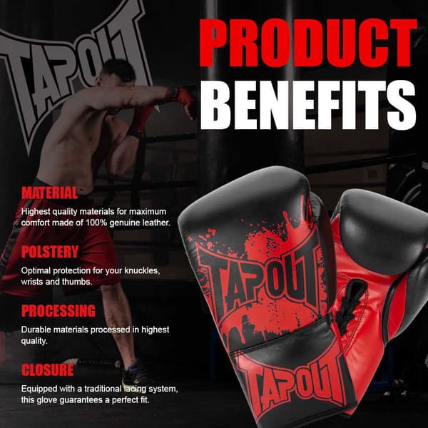 Tapout Boxningshandskar I Läder Angelus Röd 08 oz R