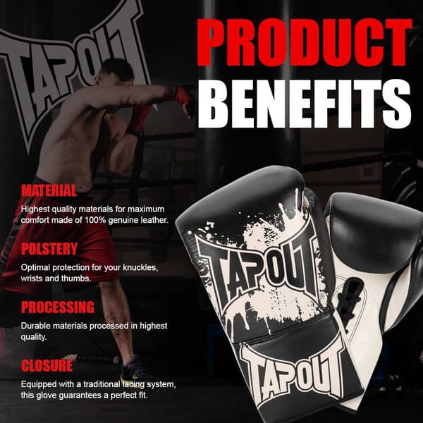 Tapout Boxningshandskar I Läder Angelus Svart 08 oz R