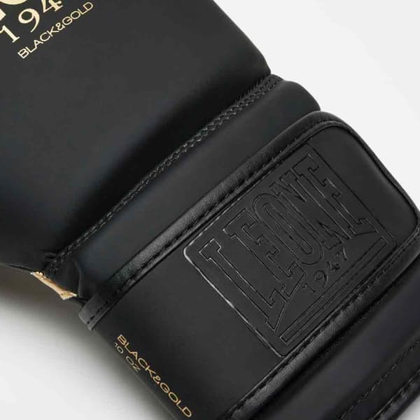 Leone1947 Keinonahkaiset Nyrkkeilyhanskat Black And Gold Musta 14 Oz