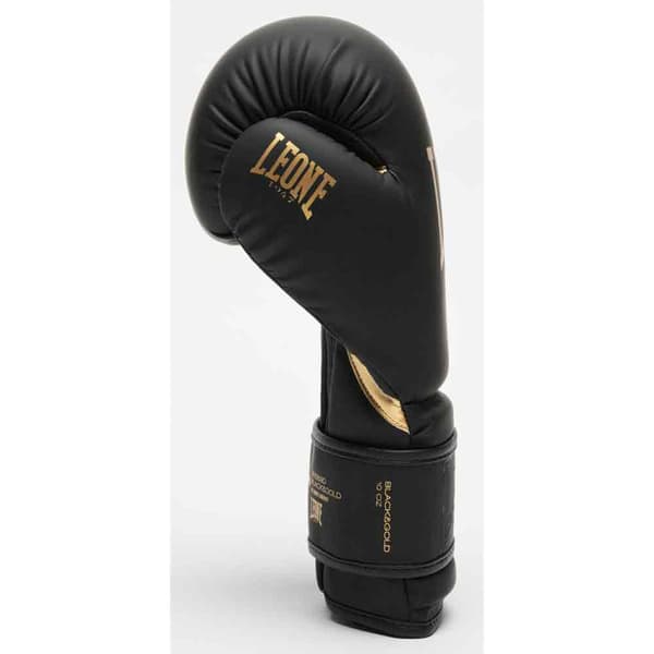 Leone1947 Keinonahkaiset Nyrkkeilyhanskat Black And Gold Musta 16 Oz