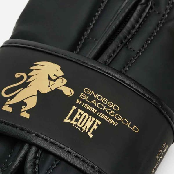 Leone1947 Keinonahkaiset Nyrkkeilyhanskat Black And Gold Musta 16 Oz