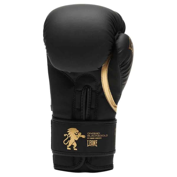 Leone1947 Keinonahkaiset Nyrkkeilyhanskat Black And Gold Musta 16 Oz