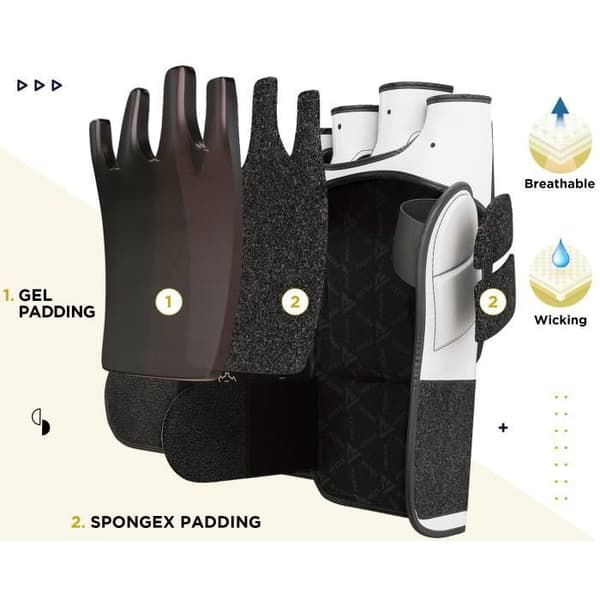 MMA-handskar - RDX - Muay Thai - Kalvskinn - Gel Shell-Shock - Öppna händer