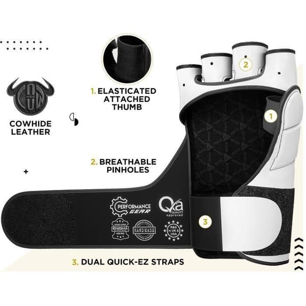MMA-handskar - RDX - Muay Thai - Kalvskinn - Gel Shell-Shock - Öppna händer