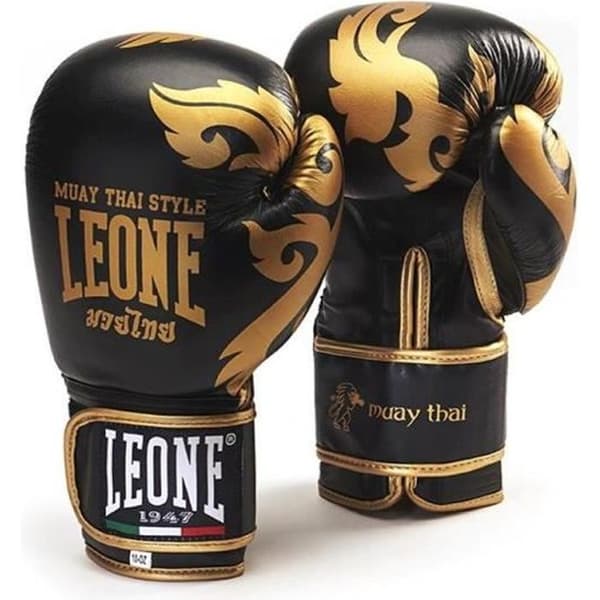 Muay Thai boxningshandskar - LEONE - Herr - Buffelskinn - Satinklädsel - Snabbstängning