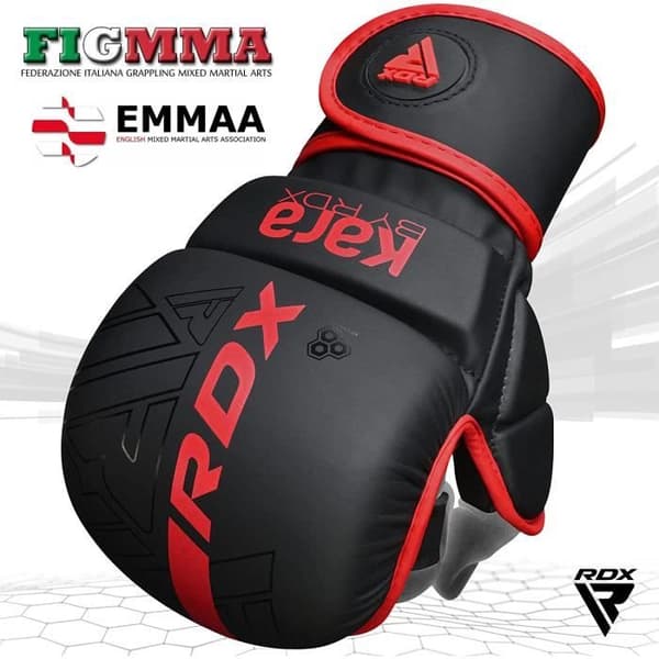 RDX MMA Träningshandskar - Boxning Grappling Sparring Mitts - Röd