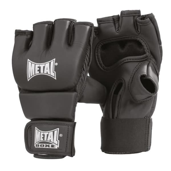 Senior Free Combat Glove Black Light - METALLBOXE - MMA - Totalt skydd - Bra stöd - CE-godkänd