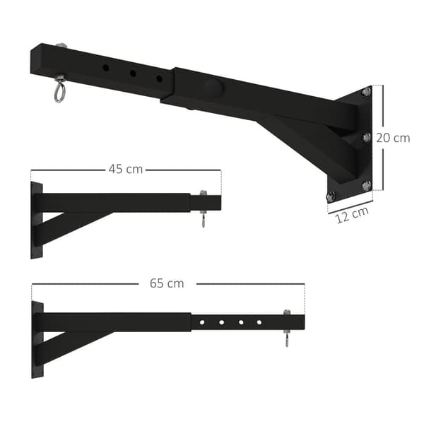 Boxningssäck Väggfäste, 45-65Lx12Bx20H cm, Svart