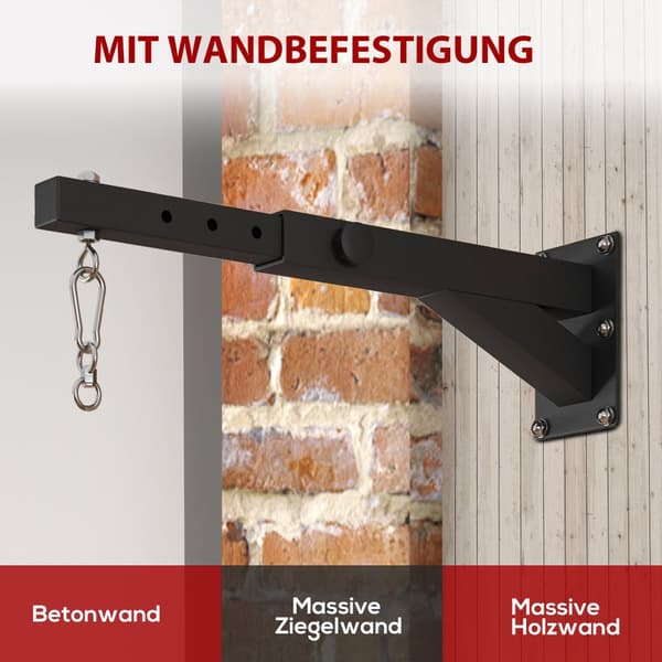 Boxningssäck Väggfäste, 45-65Lx12Bx20H cm, Svart
