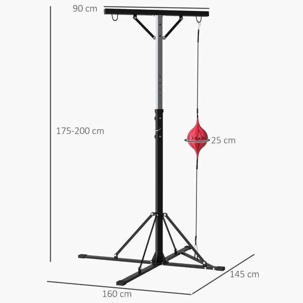 Boxningssäck Ställning, 160x145x175-220 cm, Svart