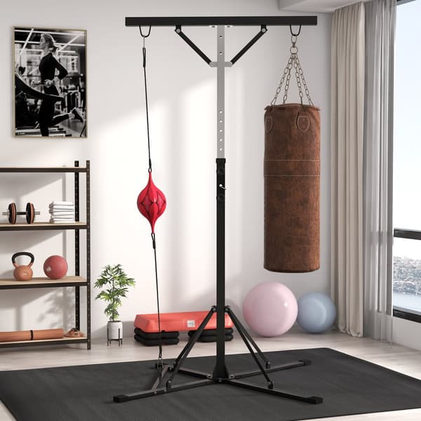 Boxningssäck Ställning, 160x145x175-220 cm, Svart