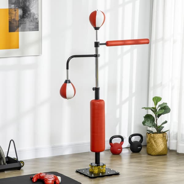 Boxningsställ, Standbox, 84x36x140-205 cm, Svart+Röd+Vit