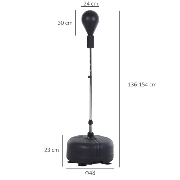 Punching Ball Sæt, 48x136-154 cm, Sort
