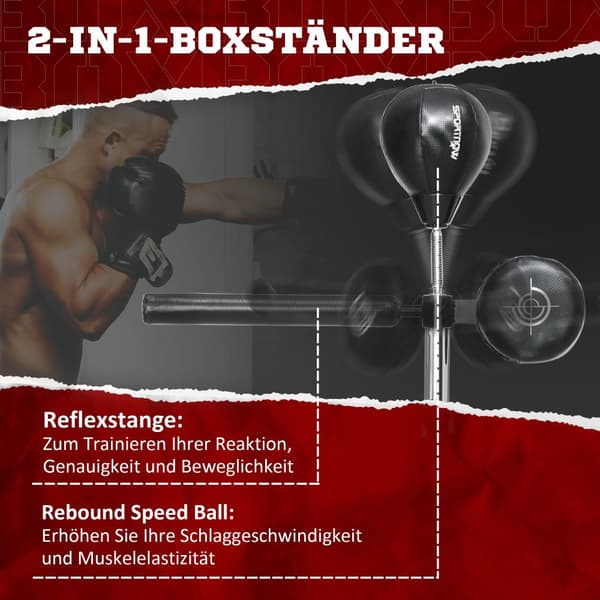 Boxningssäck Ställning, 80.5x48x163-205 cm, Svart