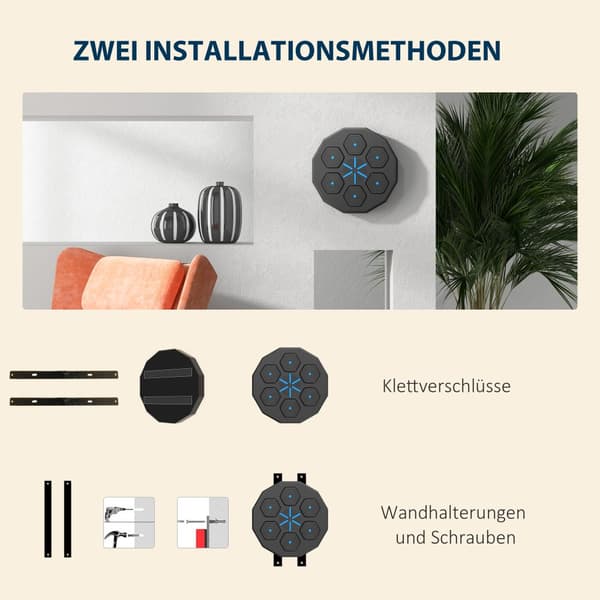 Elektronisk Bluetooth Boksemaskine, 40x40x7.5 cm, Sort