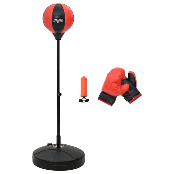 vidaXL Bokseballsett med hansker og pumpe justerbar høyde 81-122 cm